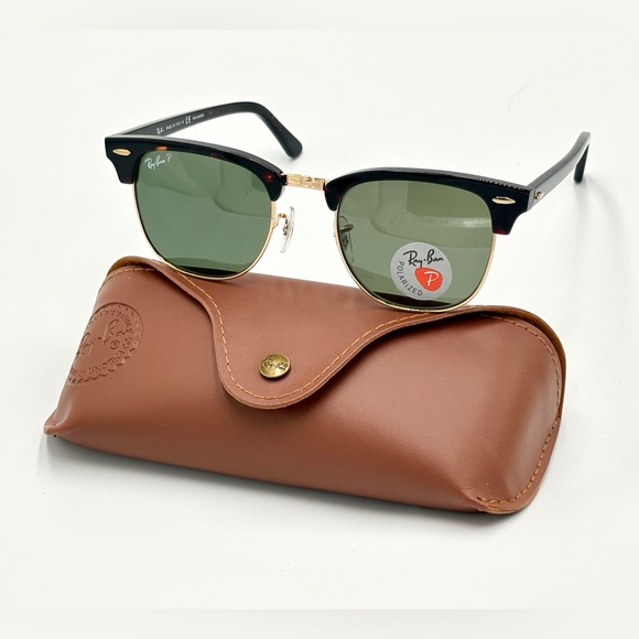 Ray-Ban Polarized Clubmaster Sunglasses Classic Hipster 990/58 Tortoise 51mm - Picture 5 of 14